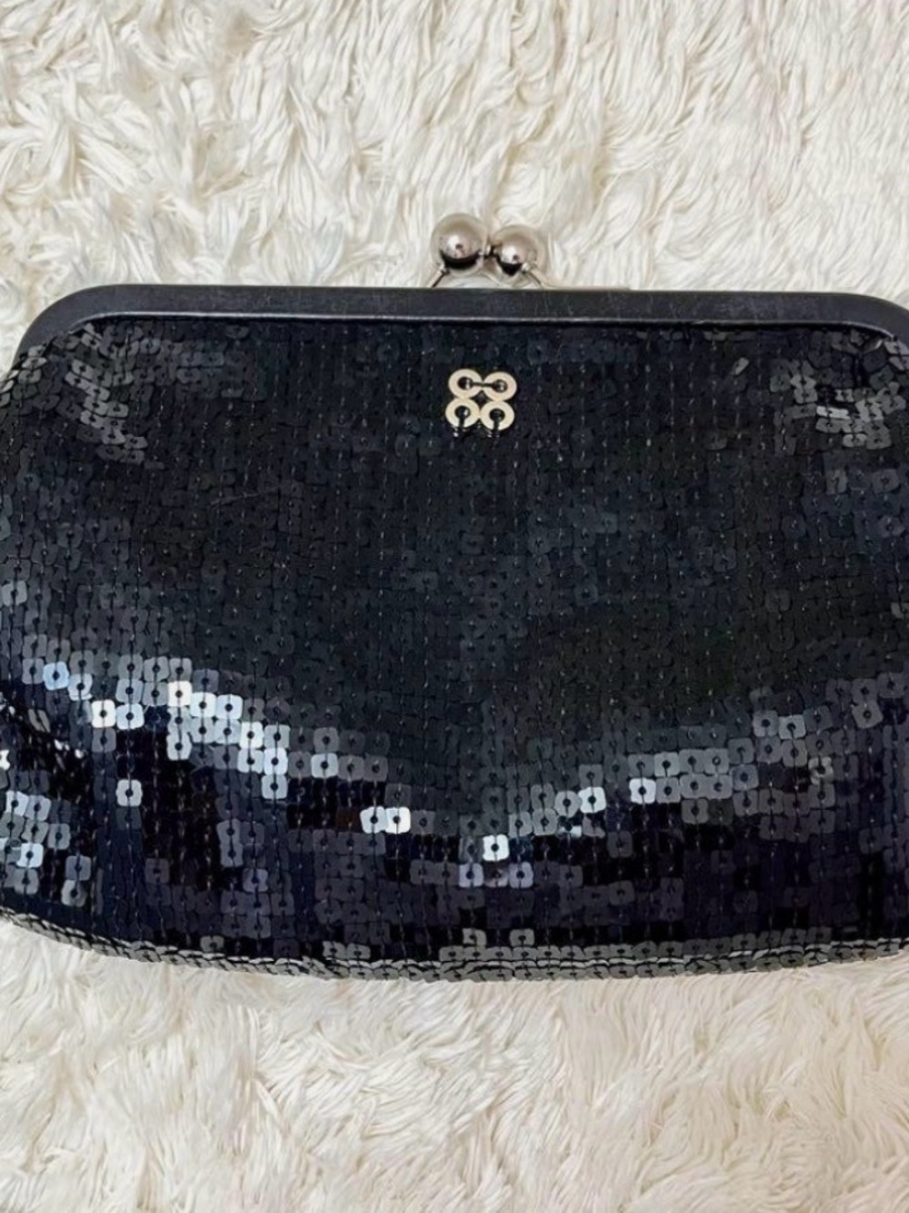 Black Sequin Kiss-Lock Evening Clutch